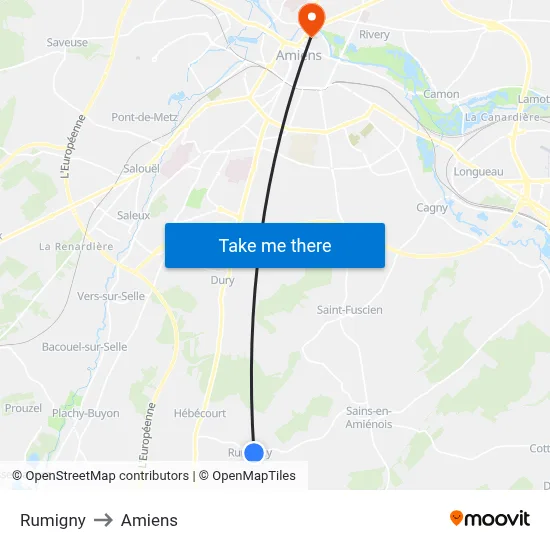 Rumigny to Amiens map