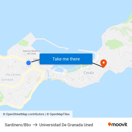 Sardinero/Bbv to Universidad De Granada Uned map