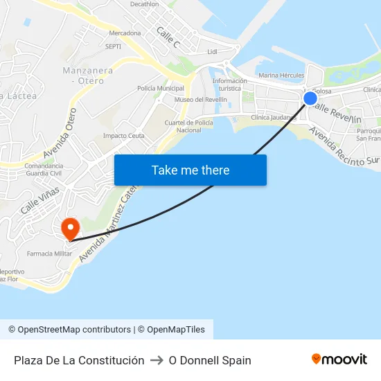 Plaza De La Constitución to O Donnell Spain map