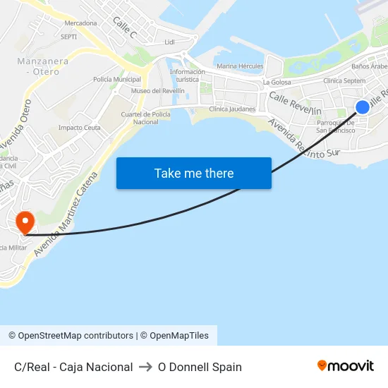 C/Real - Caja Nacional to O Donnell Spain map