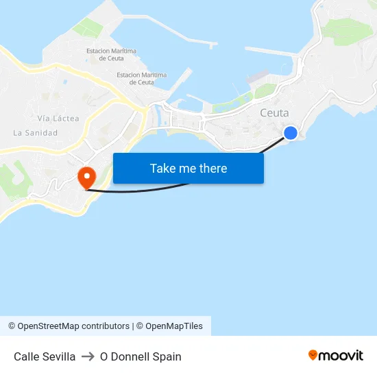 Calle Sevilla to O Donnell Spain map
