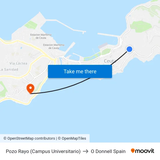 Pozo Rayo (Campus Universitario) to O Donnell Spain map