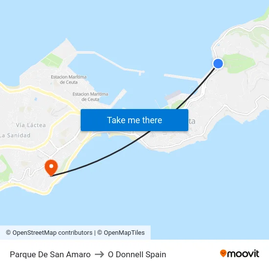 Parque De San Amaro to O Donnell Spain map