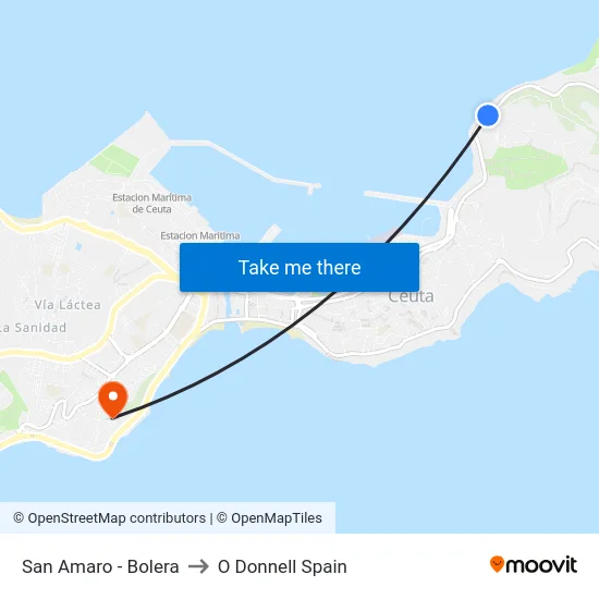 San Amaro - Bolera to O Donnell Spain map