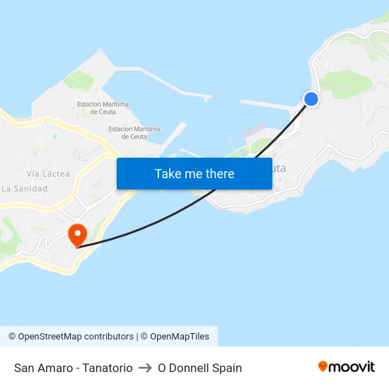 San Amaro - Tanatorio to O Donnell Spain map