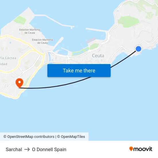 Sarchal to O Donnell Spain map