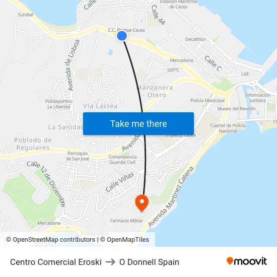 Centro Comercial Eroski to O Donnell Spain map
