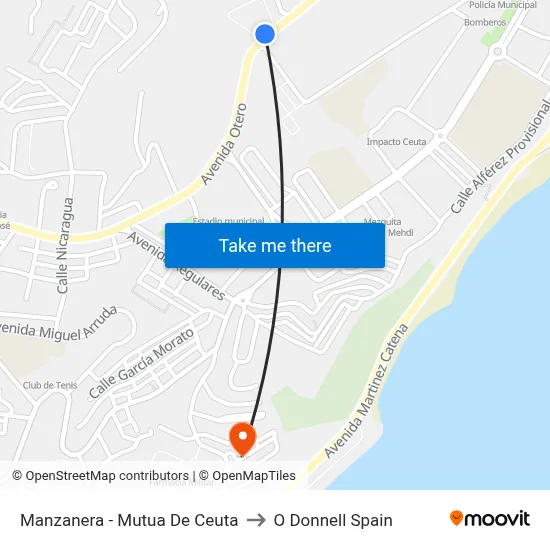 Manzanera - Mutua De Ceuta to O Donnell Spain map