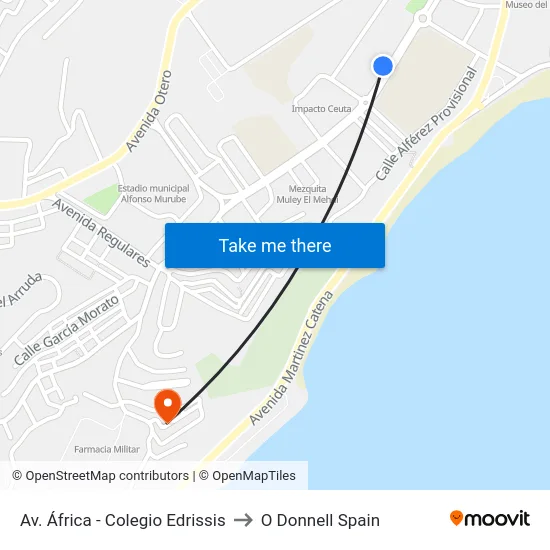 Av. África - Colegio Edrissis to O Donnell Spain map