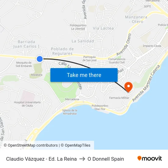 Claudio Vázquez - Ed. La Reina to O Donnell Spain map