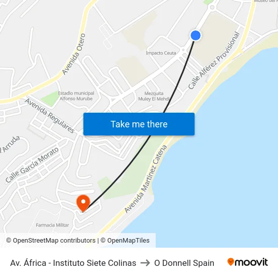 Av. África - Instituto Siete Colinas to O Donnell Spain map