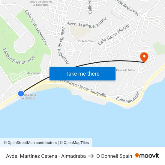 Avda. Martínez Catena - Almadraba to O Donnell Spain map