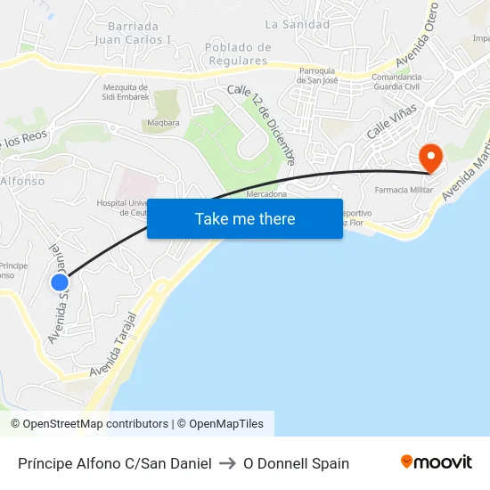Príncipe Alfono C/San Daniel to O Donnell Spain map