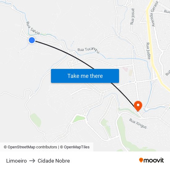 Limoeiro to Cidade Nobre map