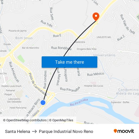 Santa Helena to Parque Industrial Novo Reno map