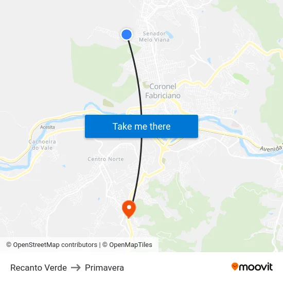 Recanto Verde to Primavera map