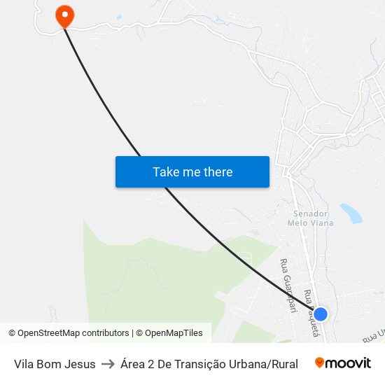 Vila Bom Jesus to Área 2 De Transição Urbana / Rural map