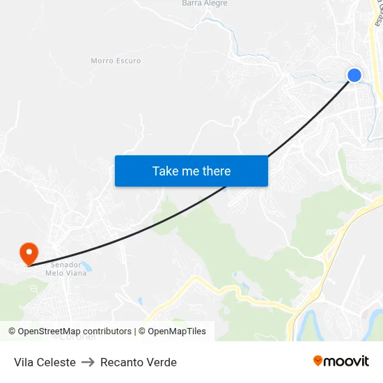 Vila Celeste to Recanto Verde map