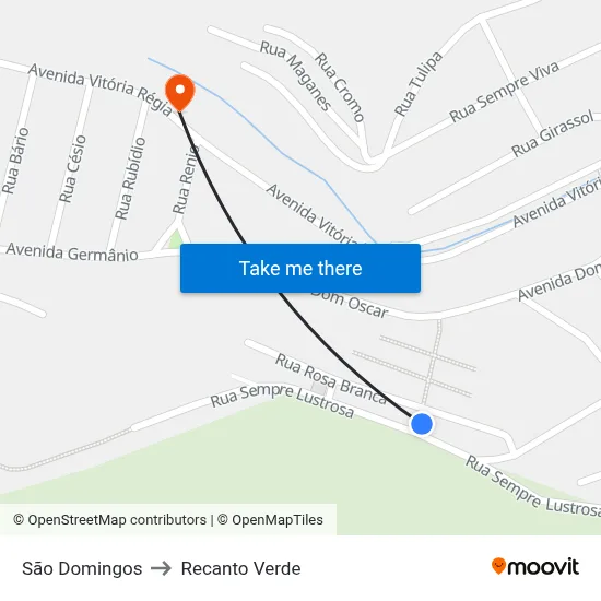 São Domingos to Recanto Verde map