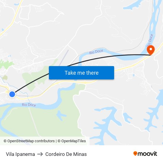 Vila Ipanema to Cordeiro De Minas map