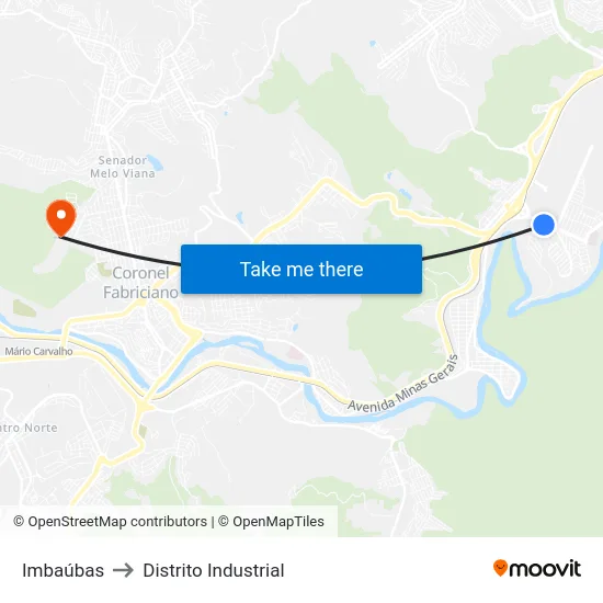 Imbaúbas to Distrito Industrial map