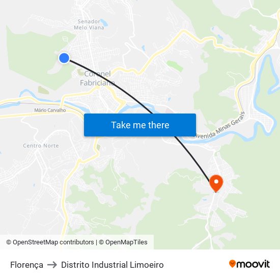 Florença to Distrito Industrial Limoeiro map