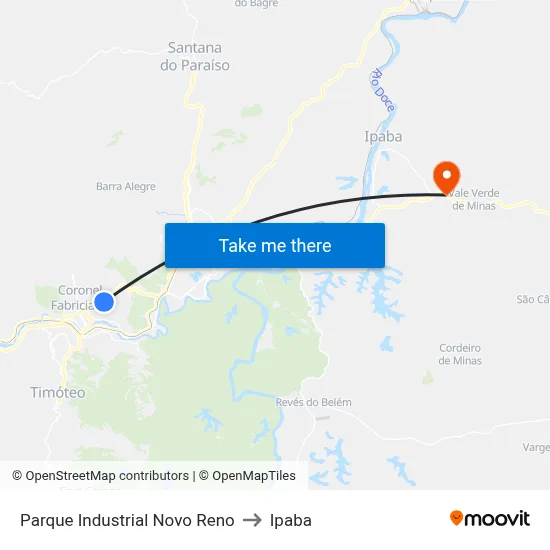 Parque Industrial Novo Reno to Ipaba map