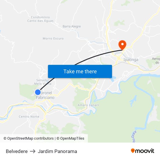 Belvedere to Jardim Panorama map