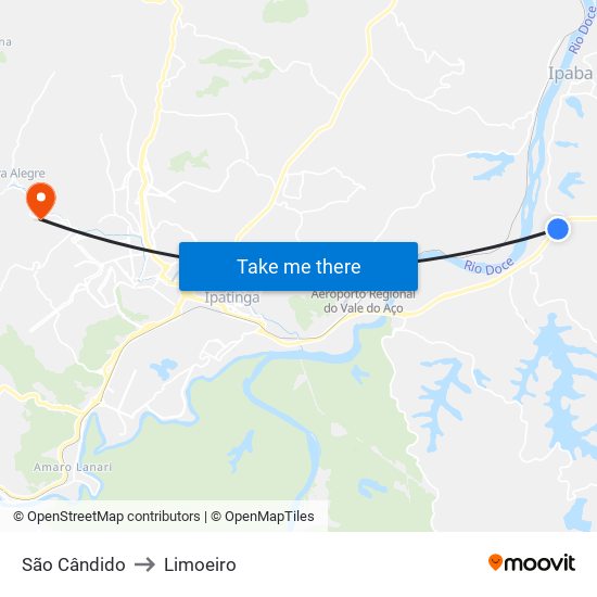 São Cândido to Limoeiro map