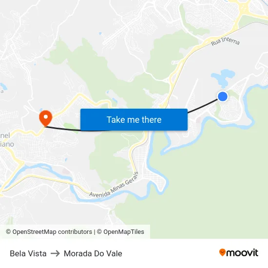 Bela Vista to Morada Do Vale map