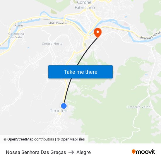 Nossa Senhora Das Graças to Alegre map