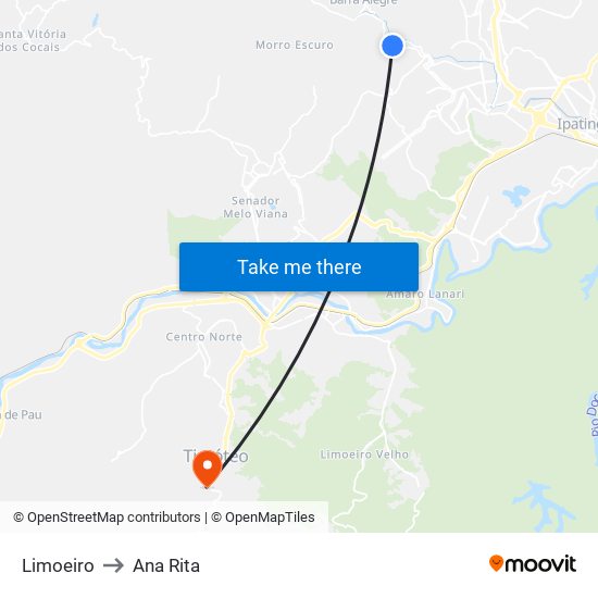 Limoeiro to Ana Rita map