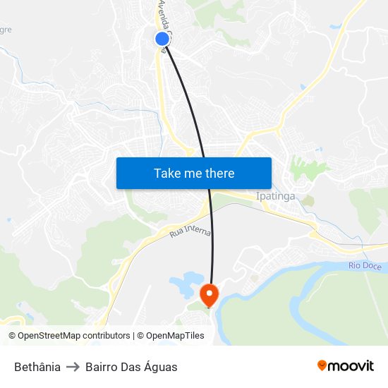 Bethânia to Bairro Das Águas map