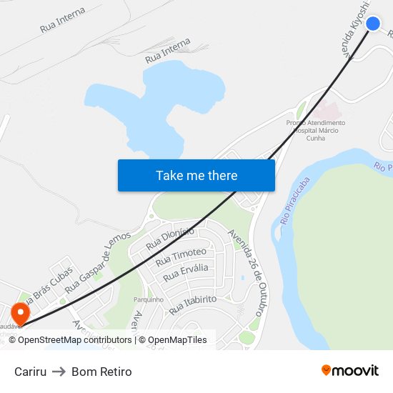 Cariru to Bom Retiro map