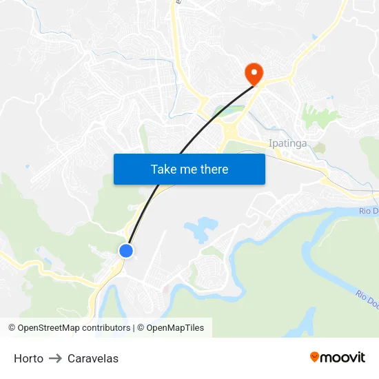 Horto to Caravelas map