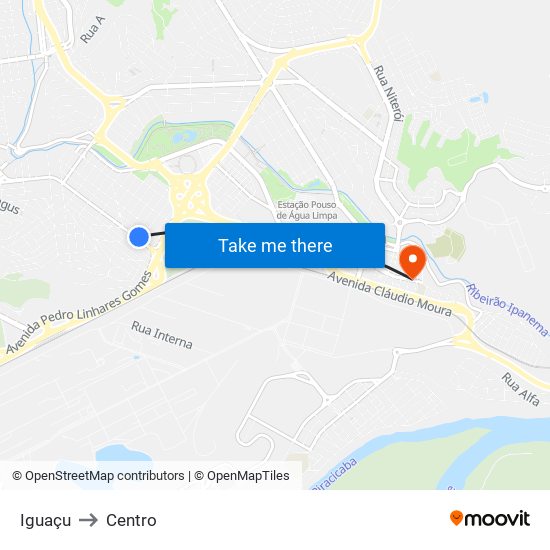 Iguaçu to Centro map