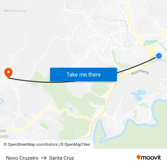Novo Cruzeiro to Santa Cruz map