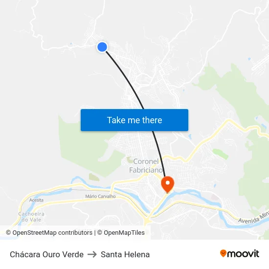 Chácara Ouro Verde to Santa Helena map
