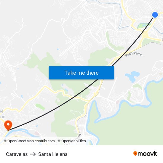 Caravelas to Santa Helena map