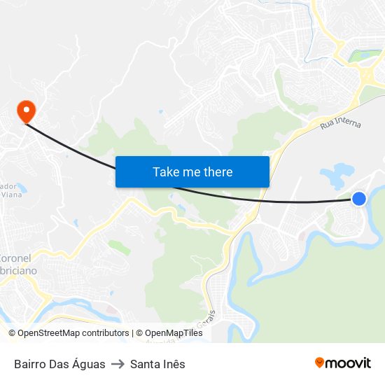 Bairro Das Águas to Santa Inês map