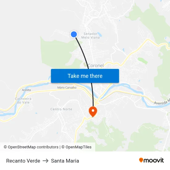 Recanto Verde to Santa Maria map