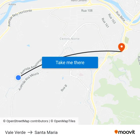 Vale Verde to Santa Maria map