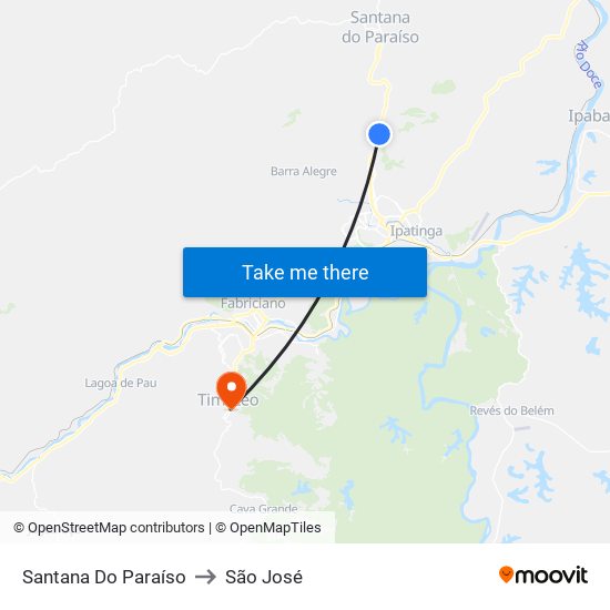 Santana Do Paraíso to São José map