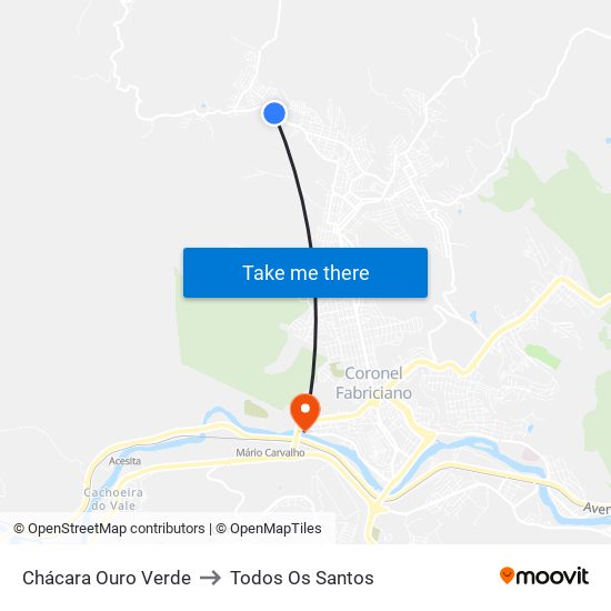 Chácara Ouro Verde to Todos Os Santos map