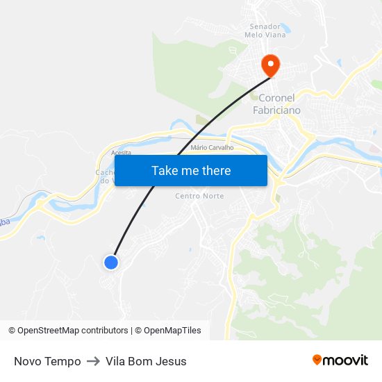 Novo Tempo to Vila Bom Jesus map