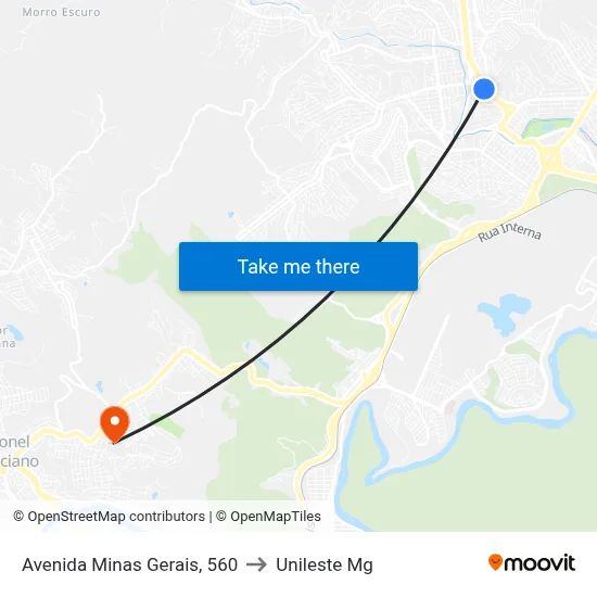 Avenida Minas Gerais, 560 to Unileste Mg map
