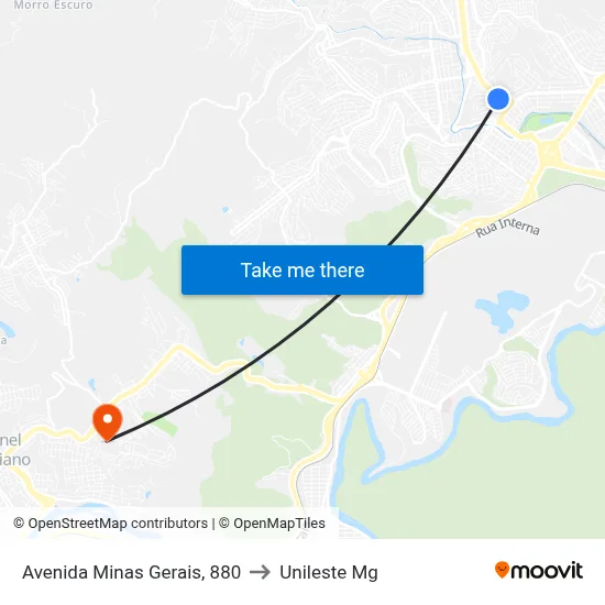 Avenida Minas Gerais, 880 to Unileste Mg map