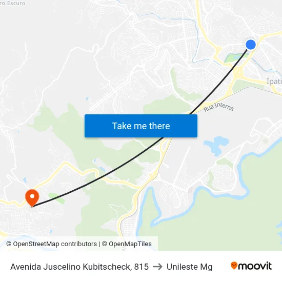 Avenida Juscelino Kubitscheck, 815 to Unileste Mg map