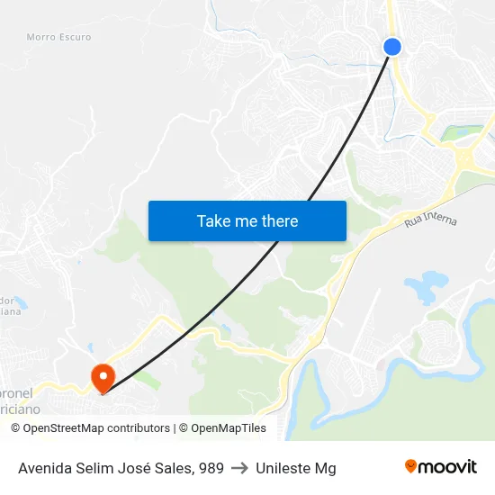 Avenida Selim José Sales, 989 to Unileste Mg map