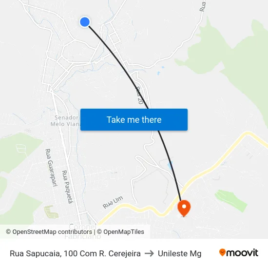 Rua Sapucaia, 100 Com R. Cerejeira to Unileste Mg map